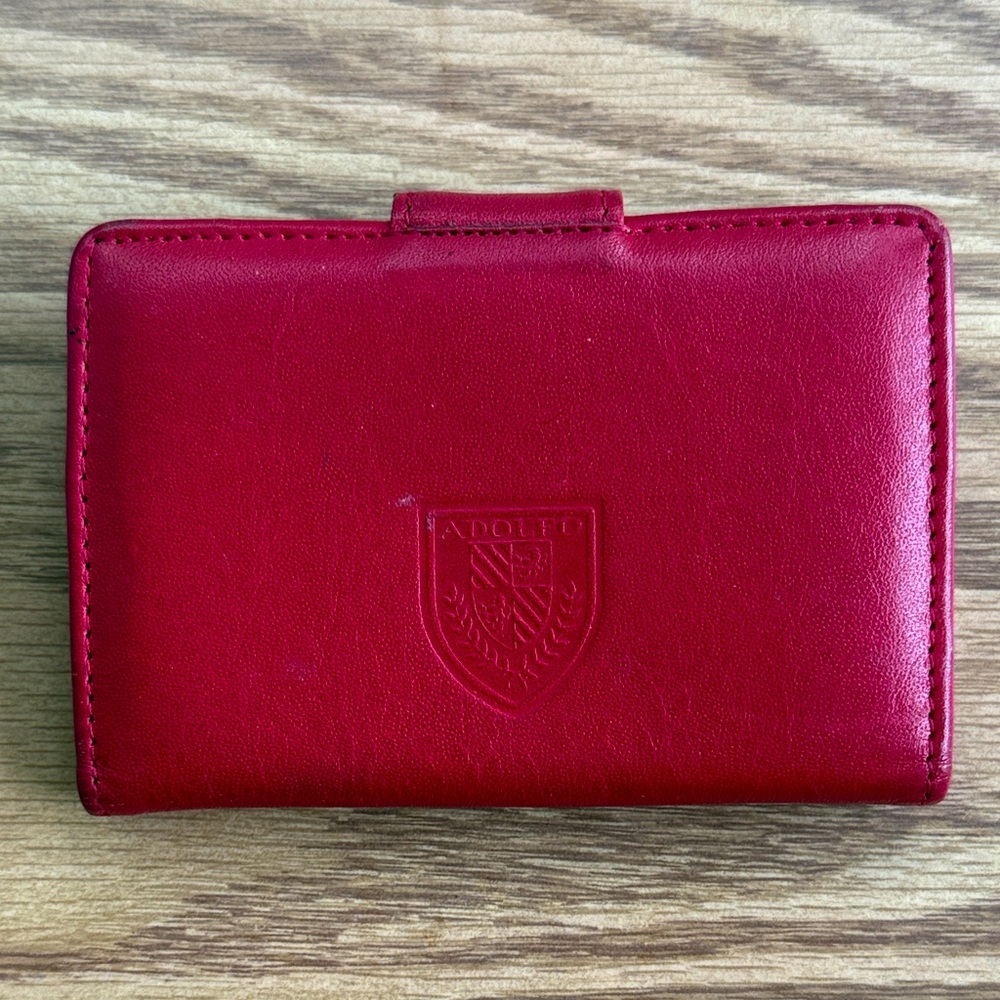 Adolfo Crimson Red Leather Card Holder Vintage